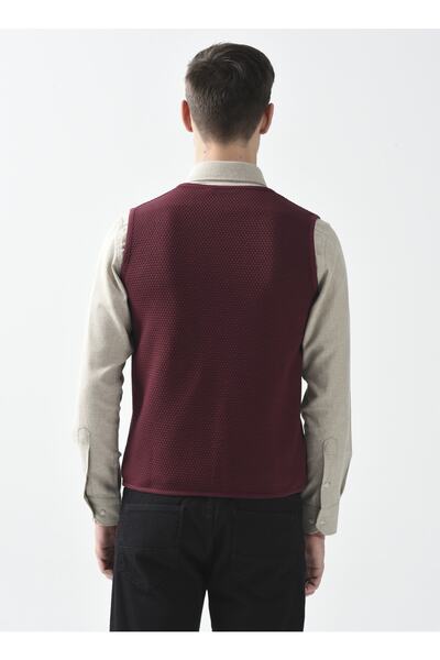 SÜVARİ V Yaka Kapitone Koyu Bordo Erkek Kazak Tr2013700297