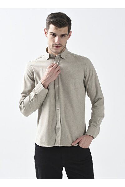 SÜVARİ Düğmeli Yaka Düz Bej Erkek Gömlek Gm2008100102