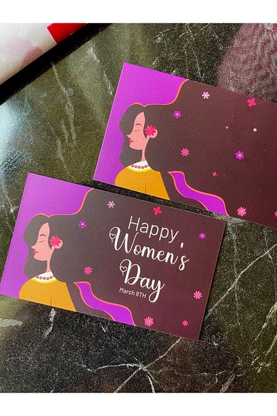 Hayal.kirtasiyesi Women's Day Note Card 5x8 Cm 30 Pieces Double Direction Happy Women's Day English Note Card Business Card