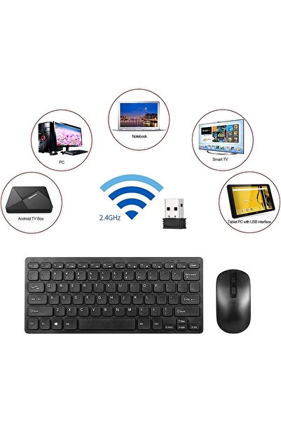DUHALINE Kablosuz Taşınabilir Klavye Ve Mouse Set 2.4ghz Android Telefon / Tablet / Pc/ Tv Box Uyumlu