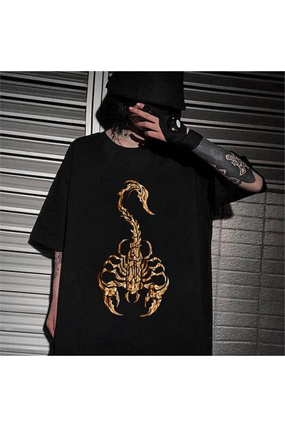 Touz Μπλουζάκι Gothic Scorpion Printed Μαύρο Unisex Oversize