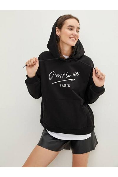 My Blog C'est La Vie Paris Black Hooded Sweatshirt