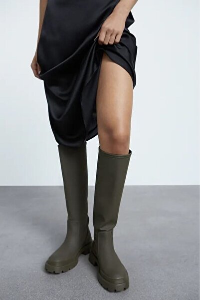 Shakrak Vanessa Olive Yeşil Mat Deri Kadın Çizme