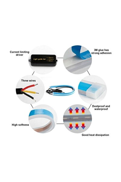 3D Far Üstü Ve Far içi 2 Renkli Kayar Sinyalli Gündüz Ledi 60 cm
