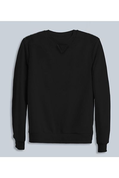 Efendioğlu Design Hanorac negru de culoare solidă pentru bărbați, toamnă, cu gât crew (SEZON NOU)