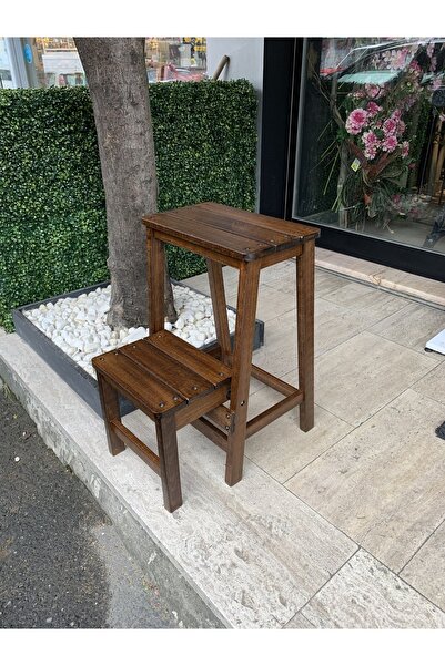 Aymer Ahşap Masif Merdiven Tabure Gürgen Ağacından