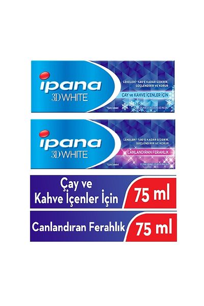 İpana 3D Whiteness Revitalizing Freshness + 3D Whiteness Tea Coffee Drinkers Toothpaste 75 Ml
