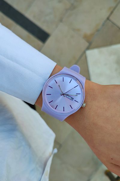 Parlé Bien Unisex Lilac Calendar Waterproof Silicone Cord Wristwatch