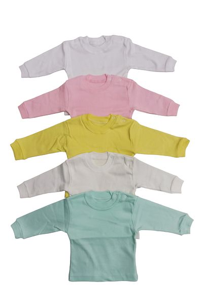 bebedino Long Sleeve Shoulder Snaps Crew Neck Baby Top (Pack of 5)