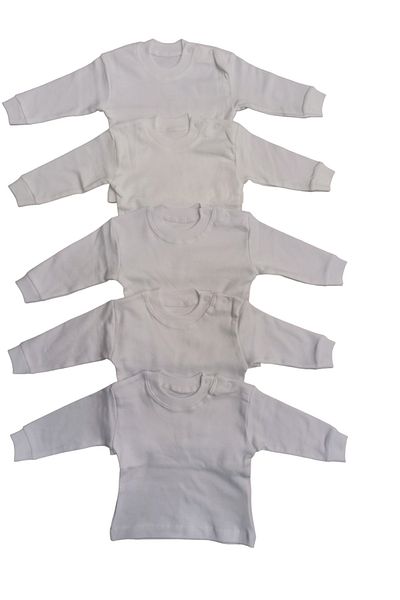 bebedino Long Sleeve Shoulder Snaps Crew Neck Baby Top (Pack of 5)