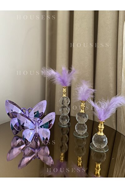 Housess Dekoratif 2'li Kelebek Ve 3'lü Tüylük Seti Biblo Süs