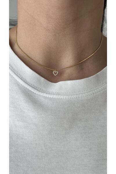 Vi store Altın Kaplama Taşlı Kalp Choker