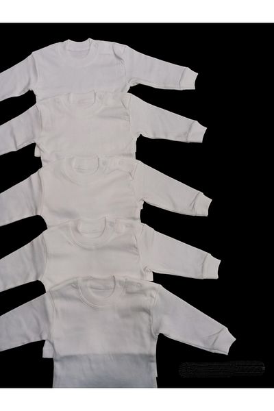 özdemirli bebe Long Sleeve Shoulder Snaps Crew Neck Baby Top (Pack of 5)