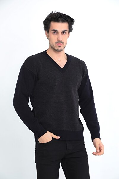 KMKkombin Батько Сталева в'язка Акрилова пряжа V-подібний комір Зимовий товстий чоловічий светр