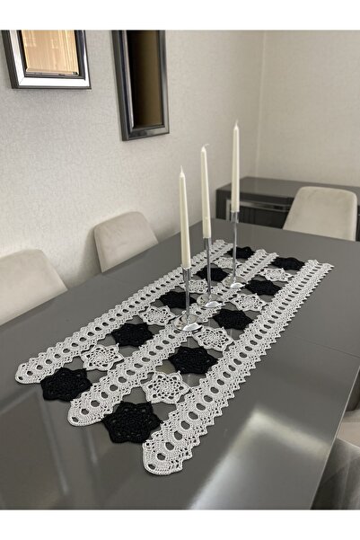 Parla Life Polyester Makrome Gri Siyah Runner 50x107 Cm