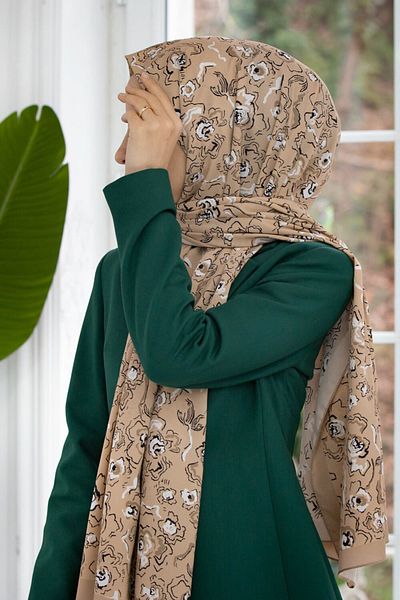 Vissona Γυναικείο Luxury Medina Silk Shawl Μπεζ - Κρεμ