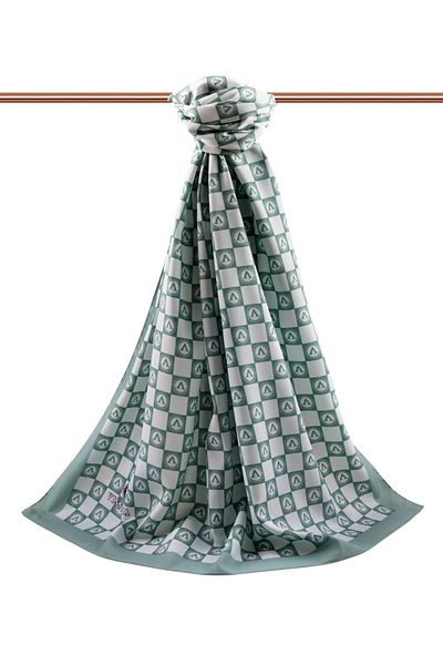 Vissona Γυναικείο Πολυτελές Μεταξωτό Σάλι Medina Dark Mint-1
