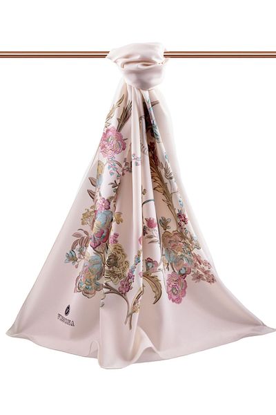Vissona Γυναικεία Luxury Medina Silk Shawl Cream-6