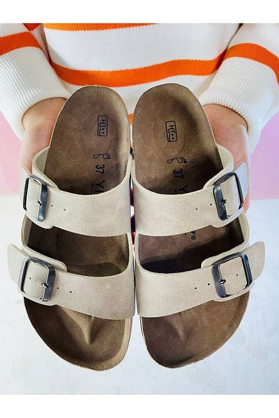 YILDIZ SHOES Unisex Orthopedic Insole Daily Comfortable Double Banded Buckle Beach Holiday Summer Outside Guest Indoor Slippers