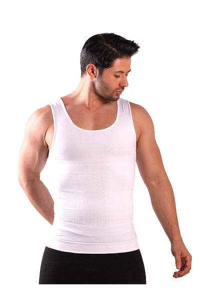 SLIM TIME SHAPER مشد رياضي رجالي مكون من قطعتين باللون الأبيض