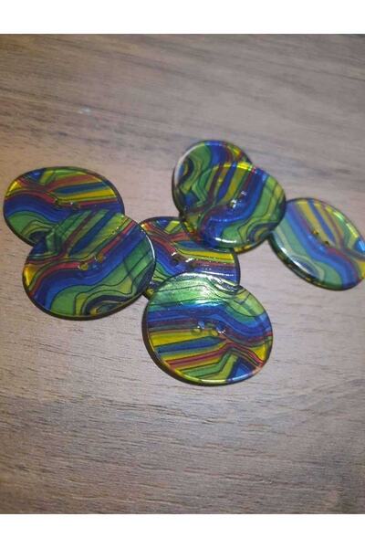 İMREN AKSESUAR Κουμπί χρώματος ουράνιου τόξου, μέγεθος 48 (3 εκατοστά) 1 συσκευασία είναι 5 τεμάχια