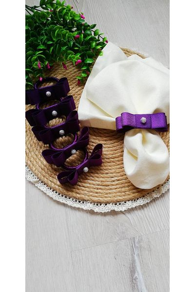 CWolf Purple Stone Bow 6-Piece Napkin Ring Ring