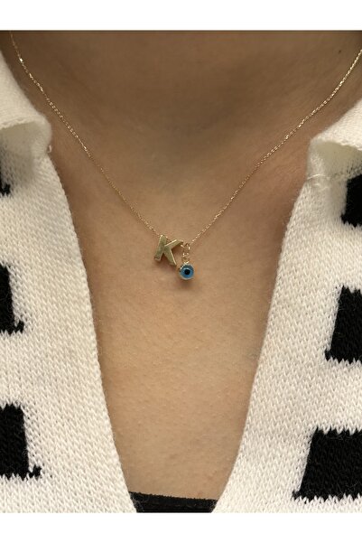 Hakan Güler Kuyumculuk Altın Nazar Boncuklu K Harfli Zincir