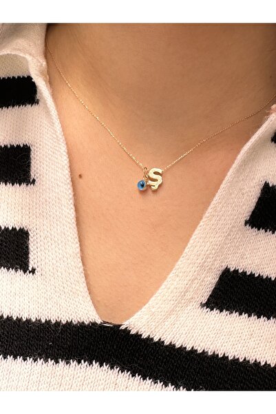 Hakan Güler Kuyumculuk Altın Nazar Boncuklu Ş Harfli Zincir