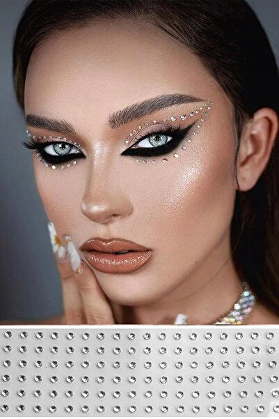 BAHELS Kristal Yuvarlak Işıltılı Sticker Yüz Ve Vücut Makyaj Taşı