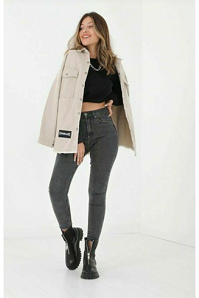 Livik Smoked Snow Wash Non-Fading Skinny Jeans Recovery Jeans