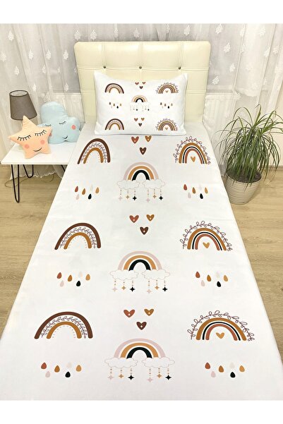 EVPANYA Yağan Farklı Gökkuşakları Desenli Yatak Örtüsü Ve Yastık Kılıfı