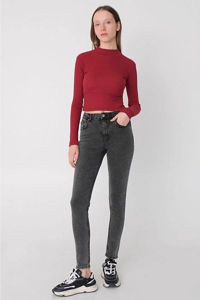 LİMABEL Gold Smoked Snow Skinny τζιν παντελόνι Gathering Lycra ψηλόμεσο τζιν εξαιρετικά λεπτό