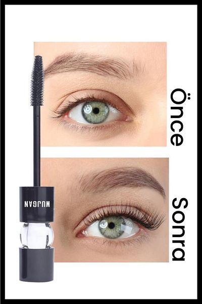 MUJGAN Black Mascara with Black Packaging and Curved Glass Cover Detail