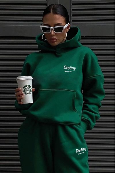 Machetta Γυναικεία αθλητική φόρμα Destiny Printed Green Oversize