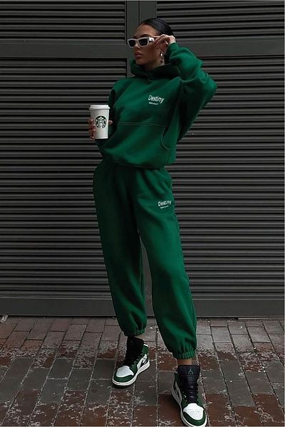 Machetta Γυναικεία αθλητική φόρμα Destiny Printed Green Oversize