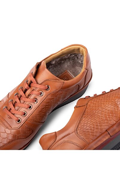 Ducavelli Muster Genuine Leather Men's Casual Shoes, Fur Inside Shoes, Winter Fur Shoes