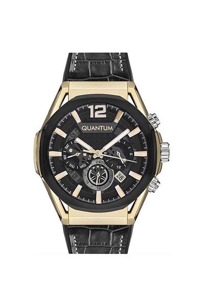 Quantum Pwg970.251 47 Mm Bronze Leather Men's Watch