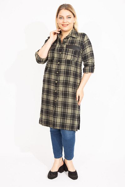 Şans Plus Size Tunic - Khaki - Regular fit