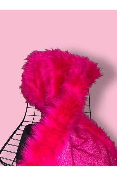 PLUSH STUDIO Imported Fuchsia, Long Feather Plush Fabric High Quality 50x150 Cm A Quality Textile, Upholstery