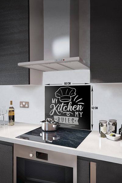 Decorita Protector de spate pentru aragaz din sticla |   Bucătăria mea Regulile mele |   52 cm X 60 cm