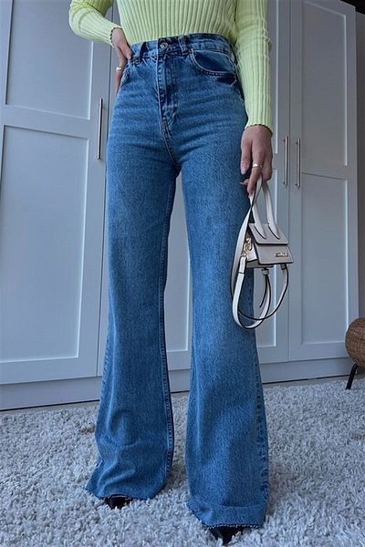 Trn JNS Pantaloni palazzo largi din lycra cu zăpadă mijlocie din anii '90 cu talie super extra înaltă