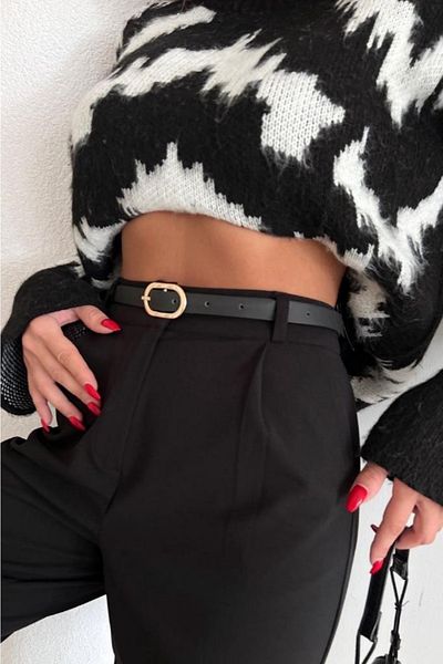 FEMELLE Pantaloni palazzo cu picior largi, pliați, din piele subțire din Lycra, negri