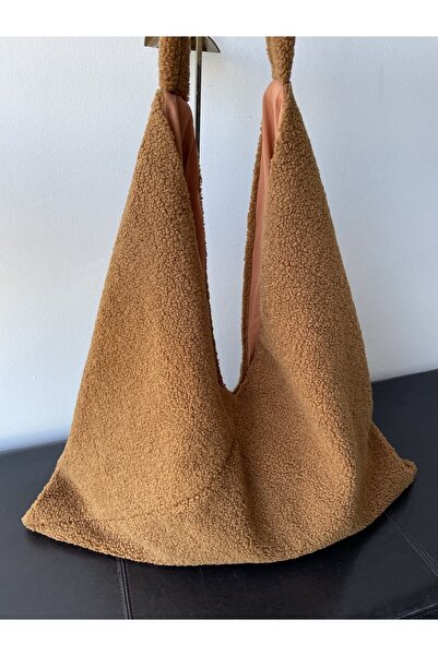 sisa.art Peluş Kumaşlı Büyük Omuz Çantası