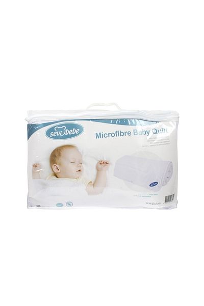Sevi Bebe White Microfiber Quilt and Microfiber Pillow Set(duvet 95x144cm - Pillow 35x45cm)