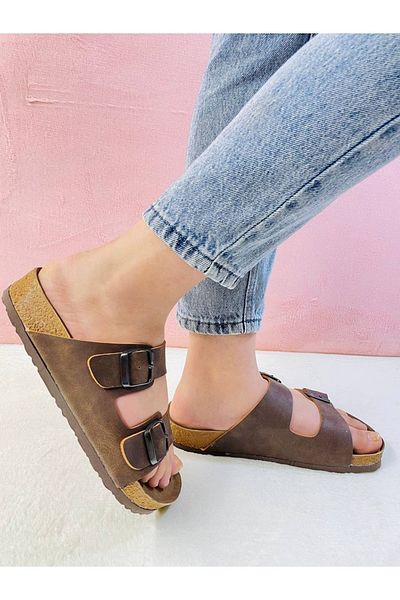 YILDIZ SHOES Unisex Orthopedic Insole Daily Comfortable Double Banded Buckle Beach Holiday Summer Outside Guest Indoor Slippers