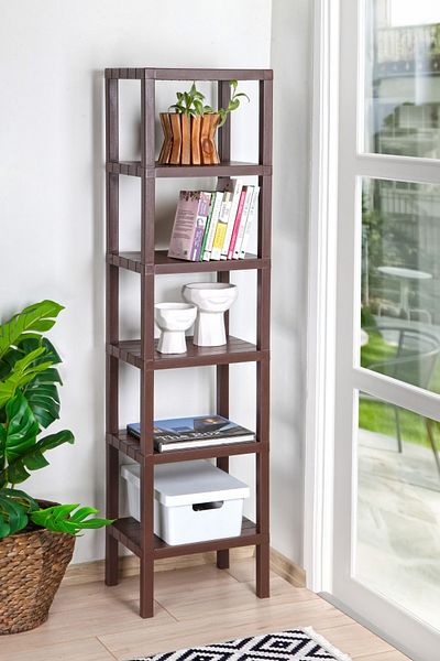 Pazarika Organizer 6 επιπέδων Πλαστική μονάδα ραφιών καφέ, ράφι, μπάνιο, ράφι κουζίνας. Σχάρα παπουτσιών