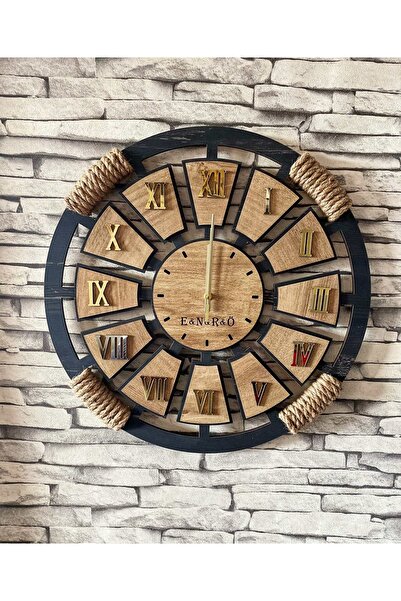 Lavintadesign Dekoratif Ahşap Isme Özel Halatlı Duvar Saati