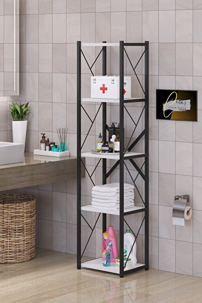 Cosargroup Ege Banyo Düzenleyici Banyo Dolabı Çok Amaçlı Dolap 5 Katlı Metal Mutfak Düzenleyici Beyaz