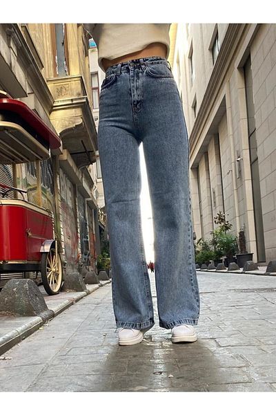 Trn JNS Octavia Mid Snow Loose Lycra 90's Super ψηλόμεσο τζιν παντελόνι Palazzo