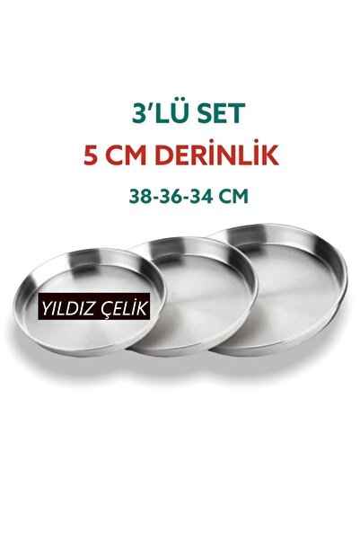 Yıldız çelik Alüminyum Fırın Tepsi 34-36-38 Cm
